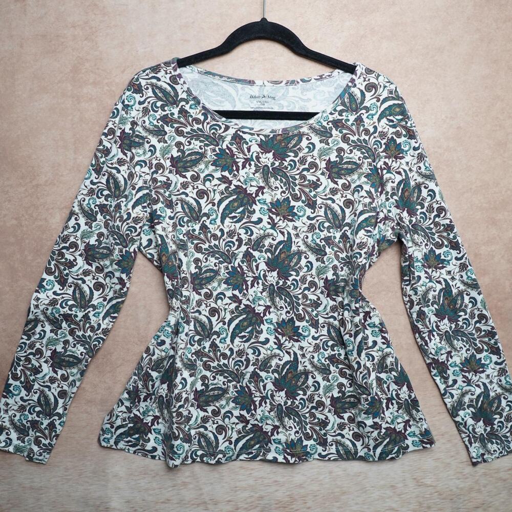 White Stag Paisley Long Sleeve Top XXL Boho
